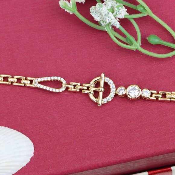 "Sparkling Designer Toggle Clasp Rose Gold Bracelet, XPBL0931 - Picture 12 of 12